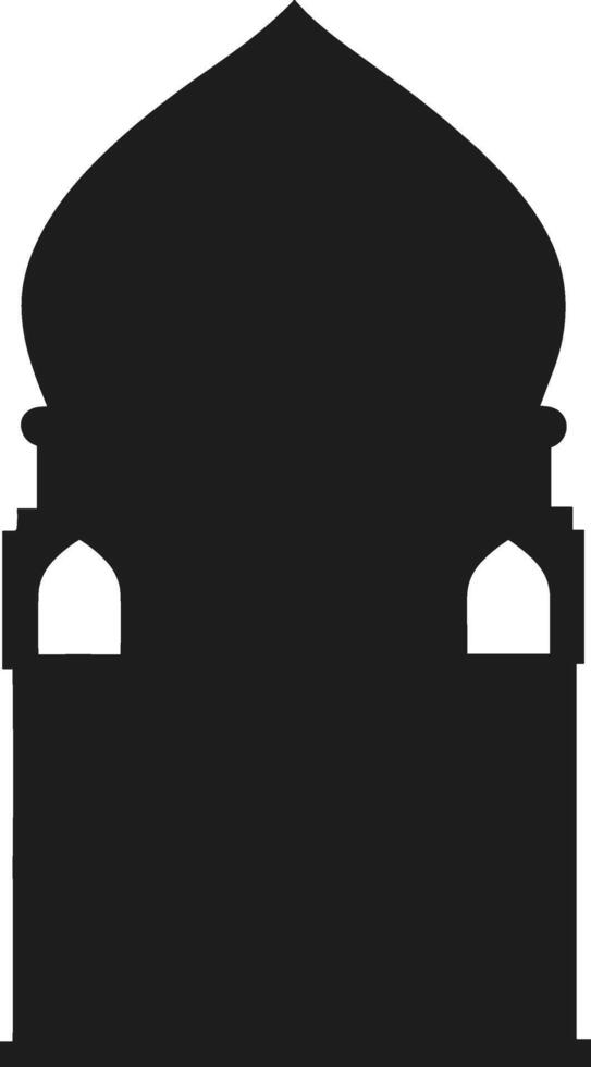 Islamic Dome Silhouette with Dual Arched Windows - Illustration vector