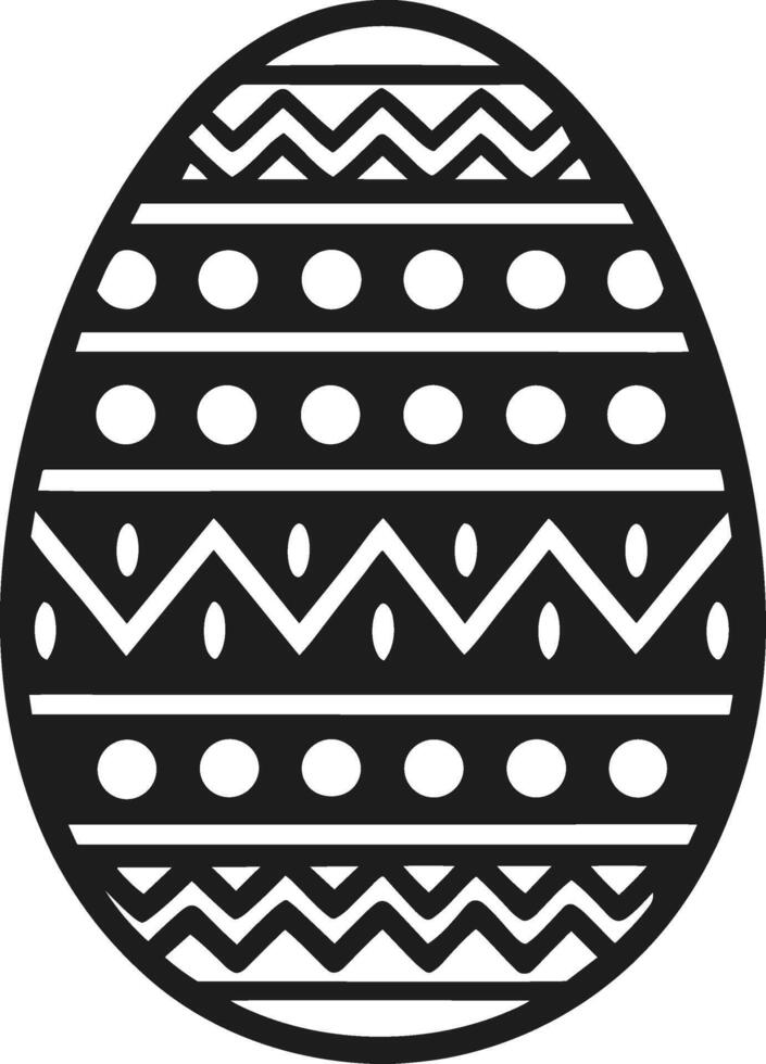 Decorative Easter Egg with Geometric Patterns - Black Illustration vector