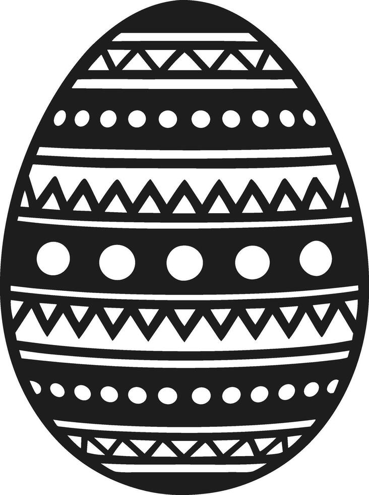 Decorative Easter Egg Silhouette - Black with Intricate Geometric Patterns vector
