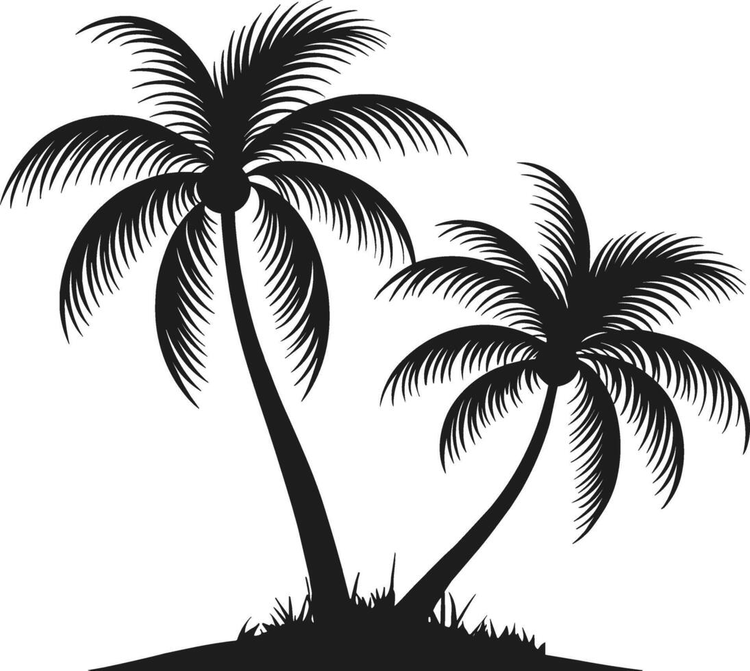Tropical Palm Trees Silhouette - Exotic Island Illustration vector