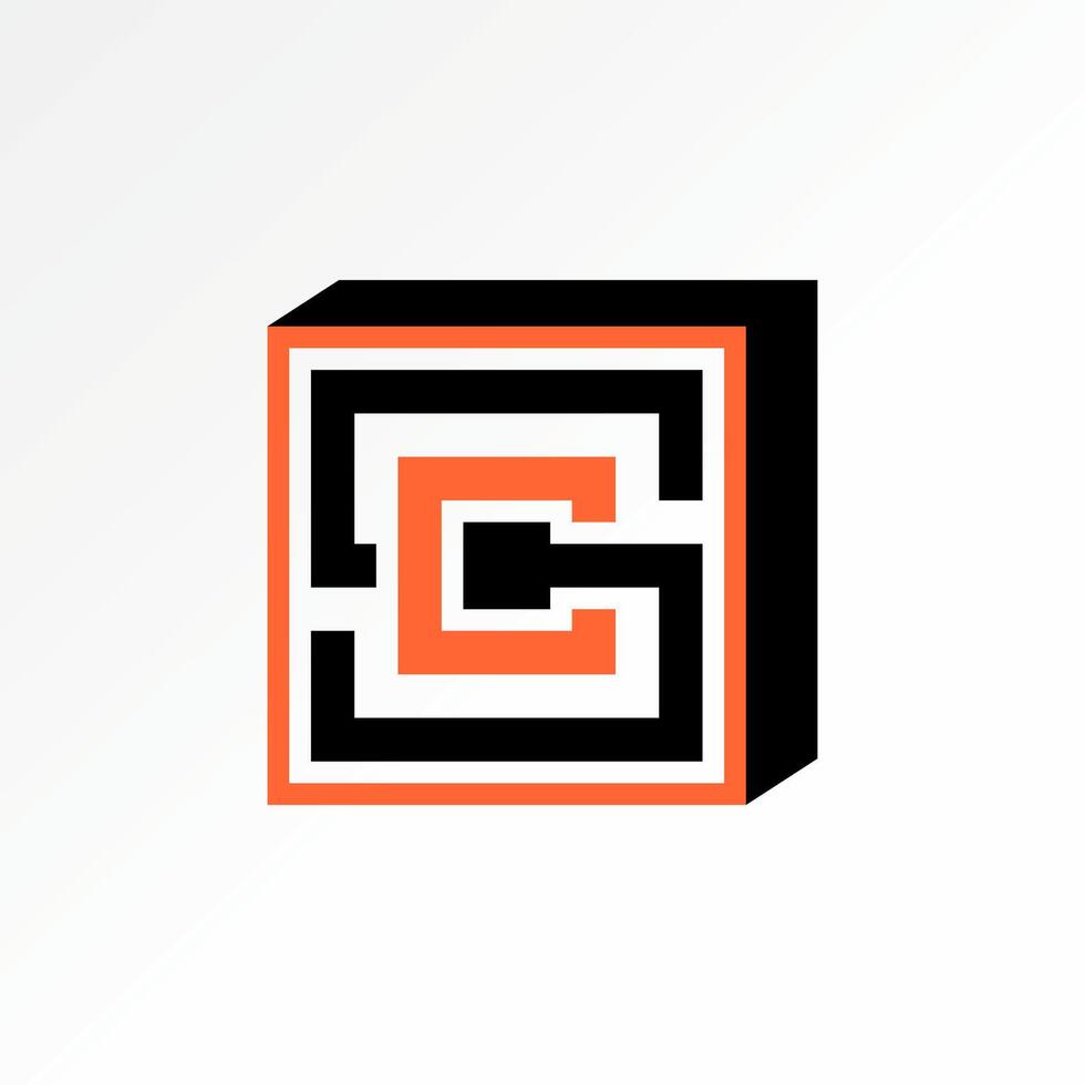 Logo design graphic concept creative premium stock image sell top initial SC or CS font line cut space block square monogram typography brand vector