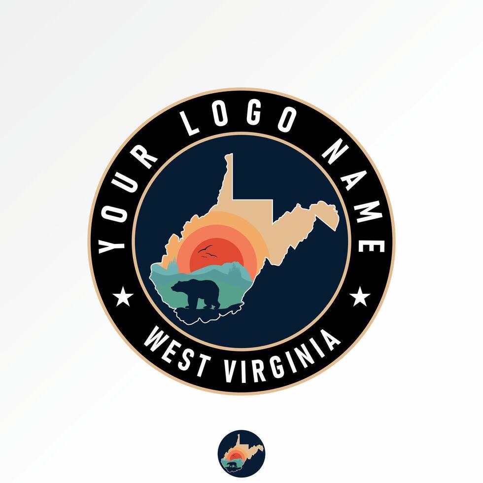 Logo design graphic concept creative premium stock image sell top west viginia maps bear wildlife animal scenic country forest tourism epic usa vector