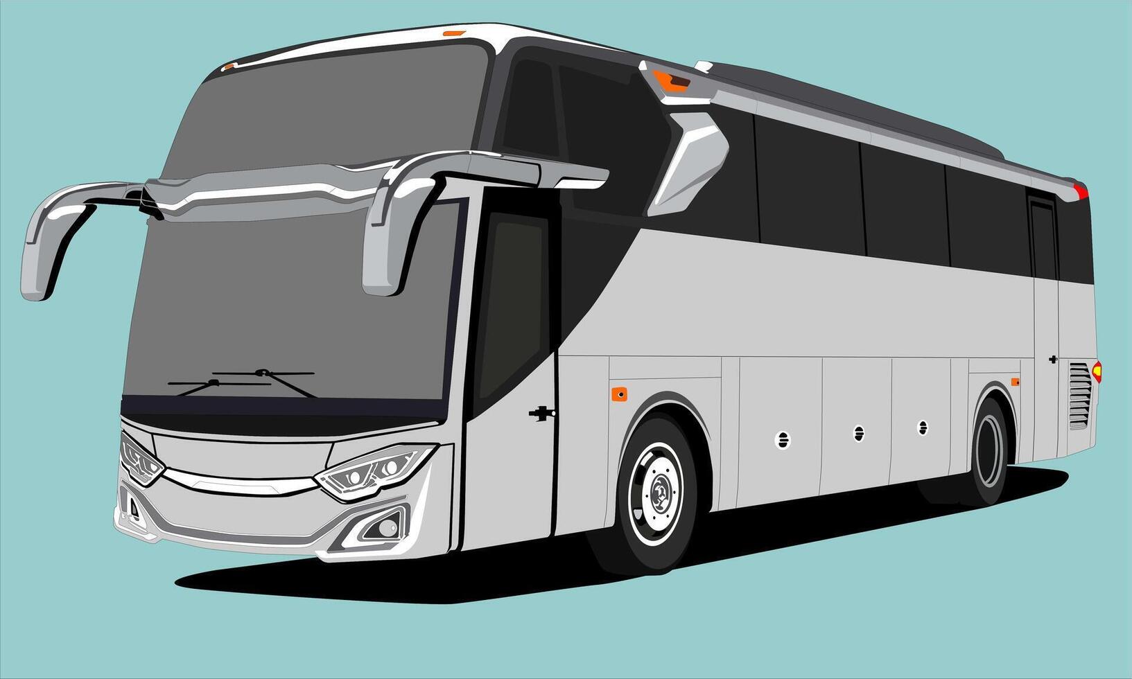 illustration of the front view of a gray bus on a blue background vector