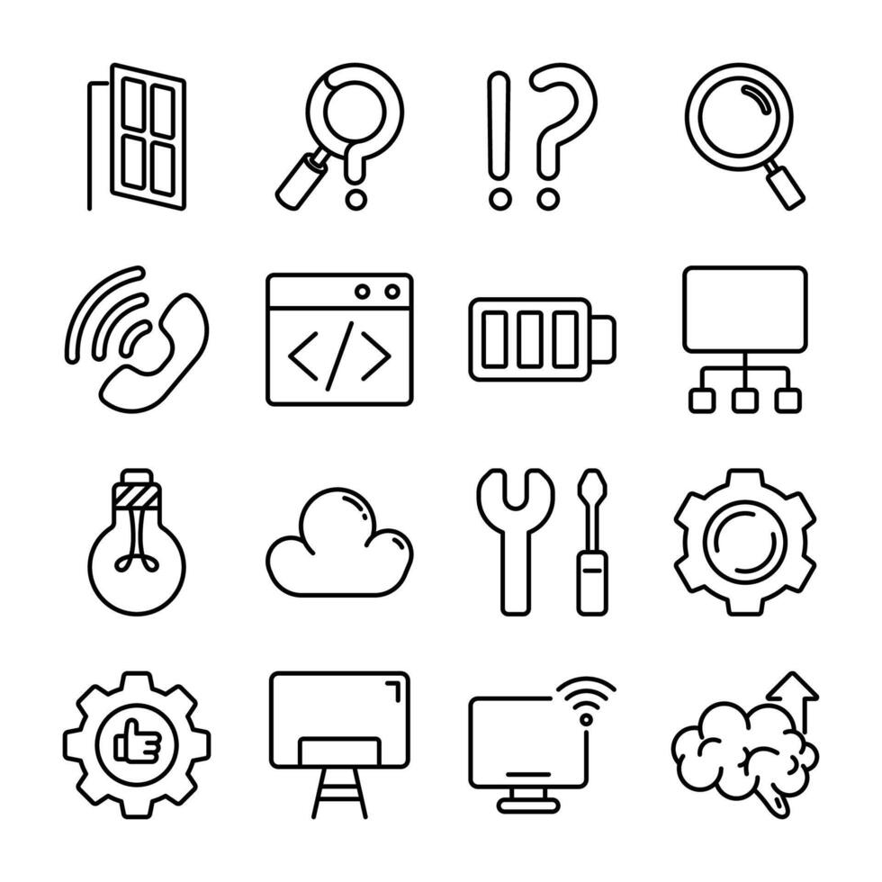 Icon pack line style of office software and ideas vector