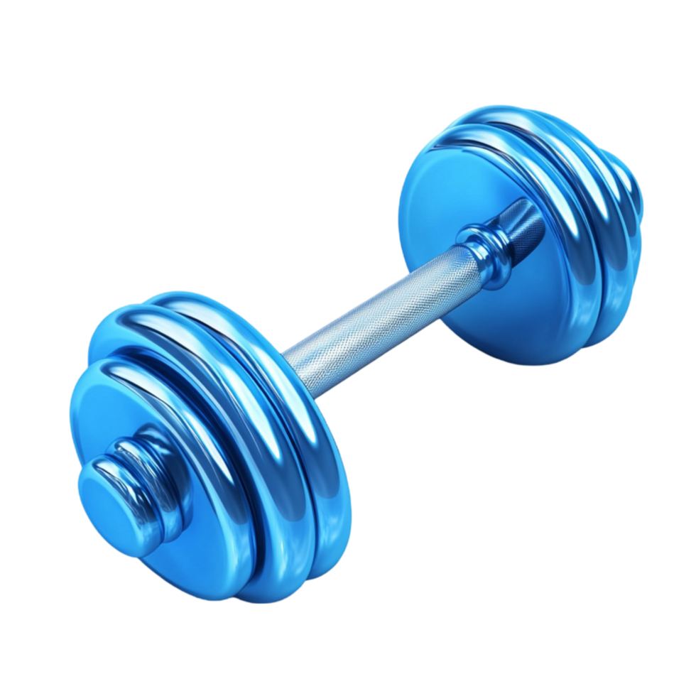 Blue Dumbbell for Fitness and Exercise on a transparent background png