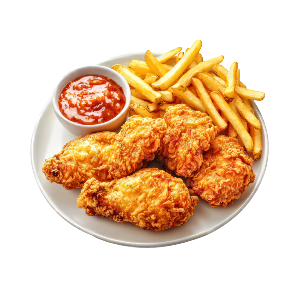 Savory Fried Chicken and French Fries png