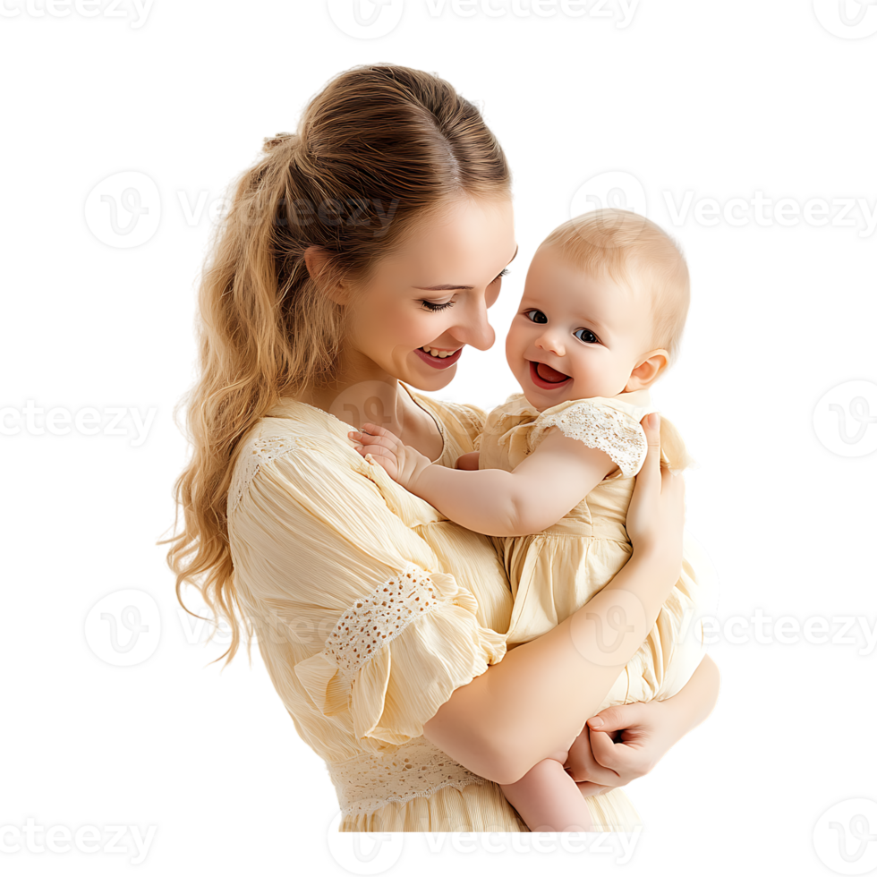 Mother Holding Her Baby with Endless Affection png