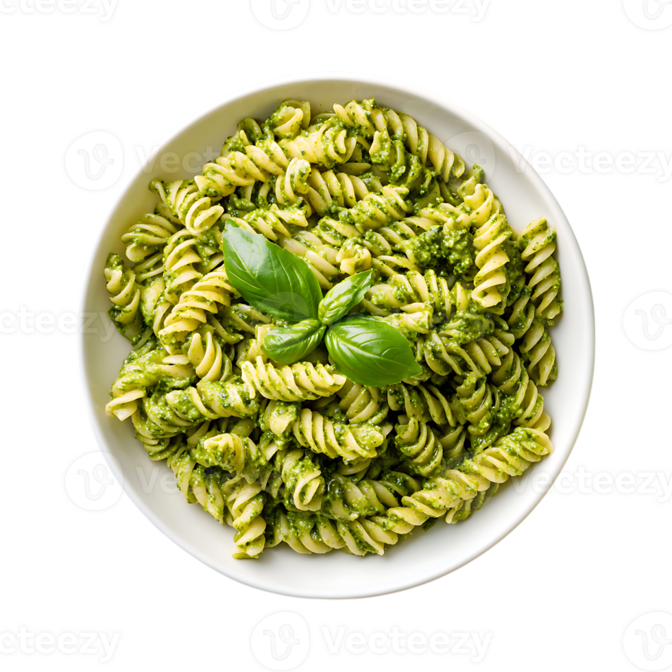 Freshly Made Pesto Pasta on a Plate png