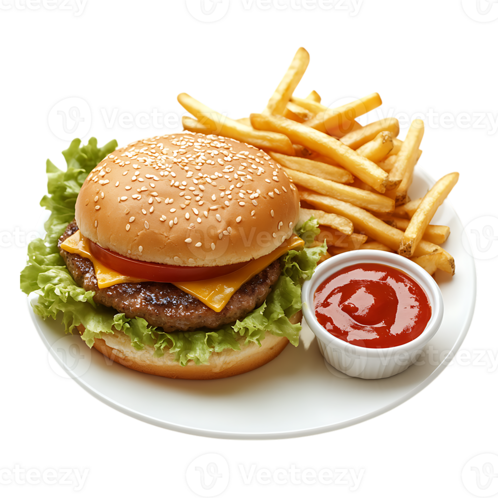 Delicious Zinger Burger and Fries Meal png
