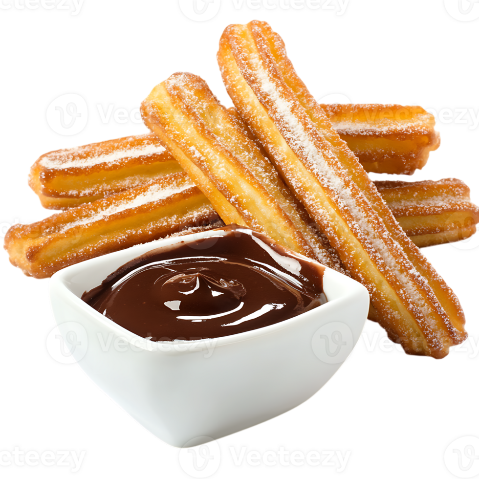 Perfectly Fried Churros with a Side of Chocolate Bliss png