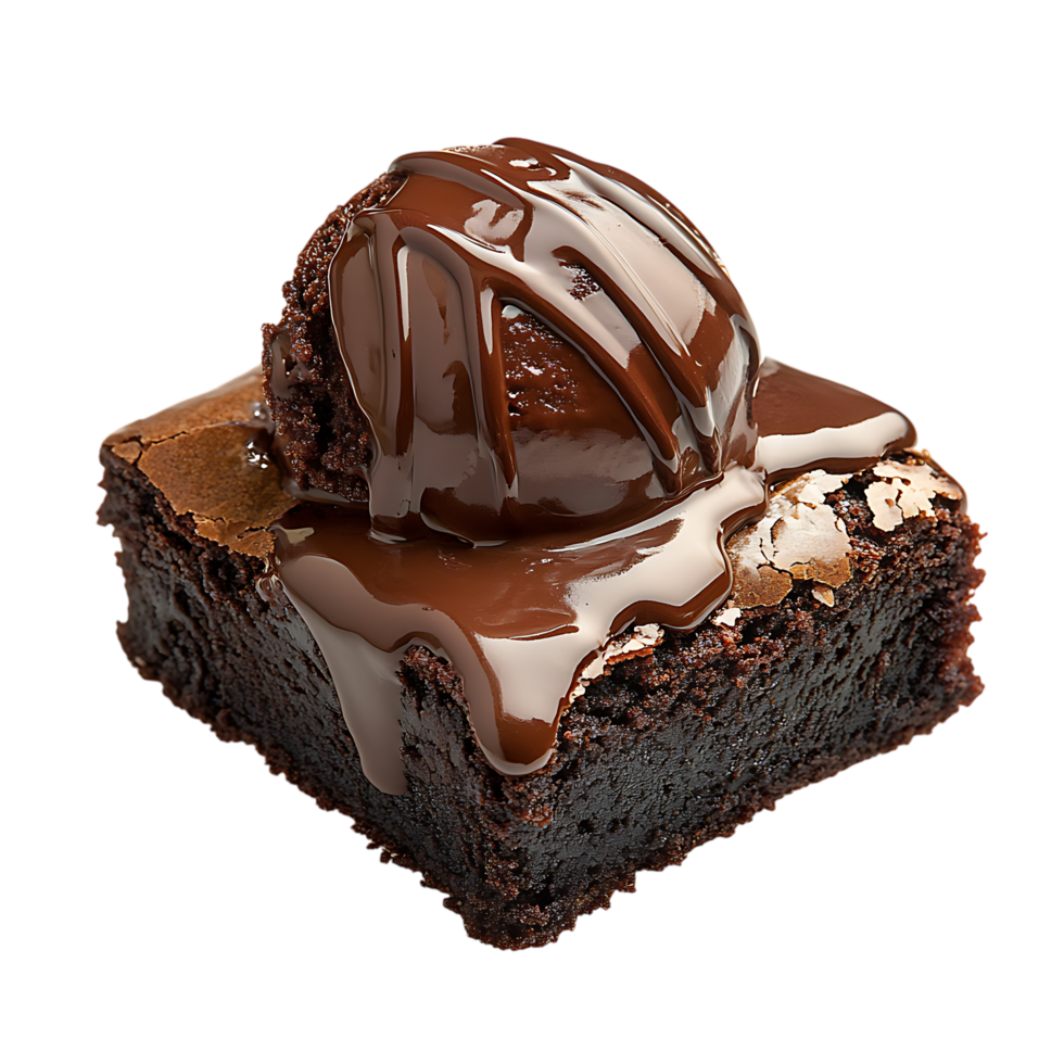 Ultimate Chocolate Brownie with a Scoop of Chocolate Ice Cream png