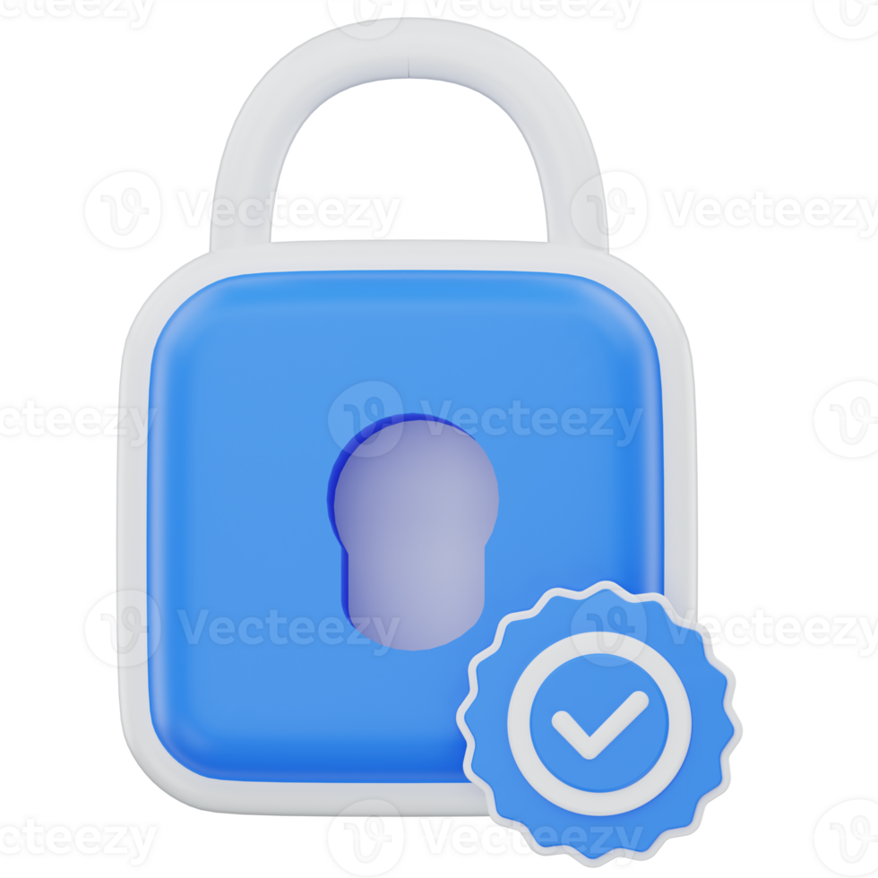 3d illustration lock verified png