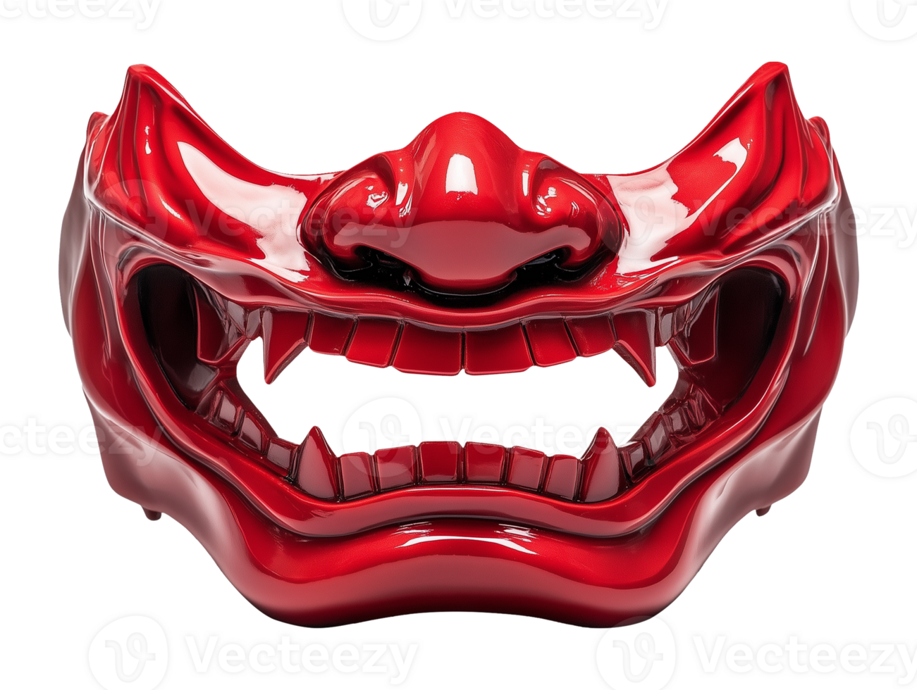 Red Oni Mask Lower Jaw Isolated on Transparent Background png