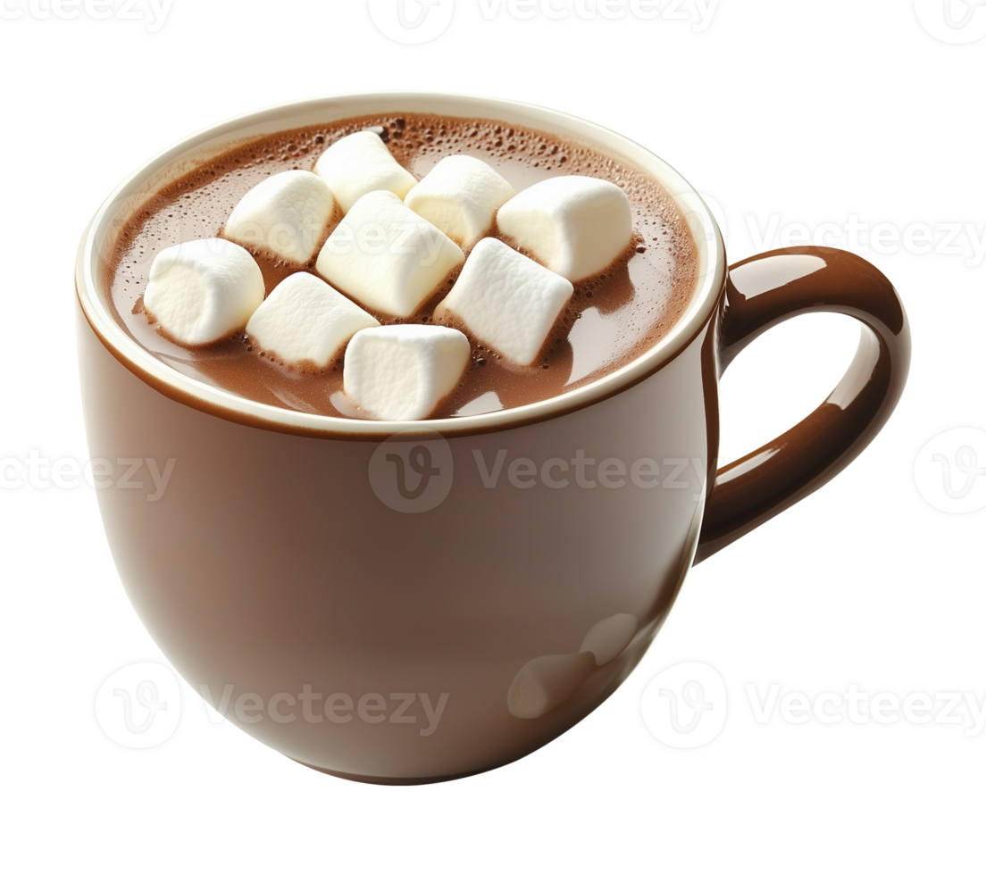 Cup of Hot Chocolate With Marshmallow Isolated on Transparent Background png