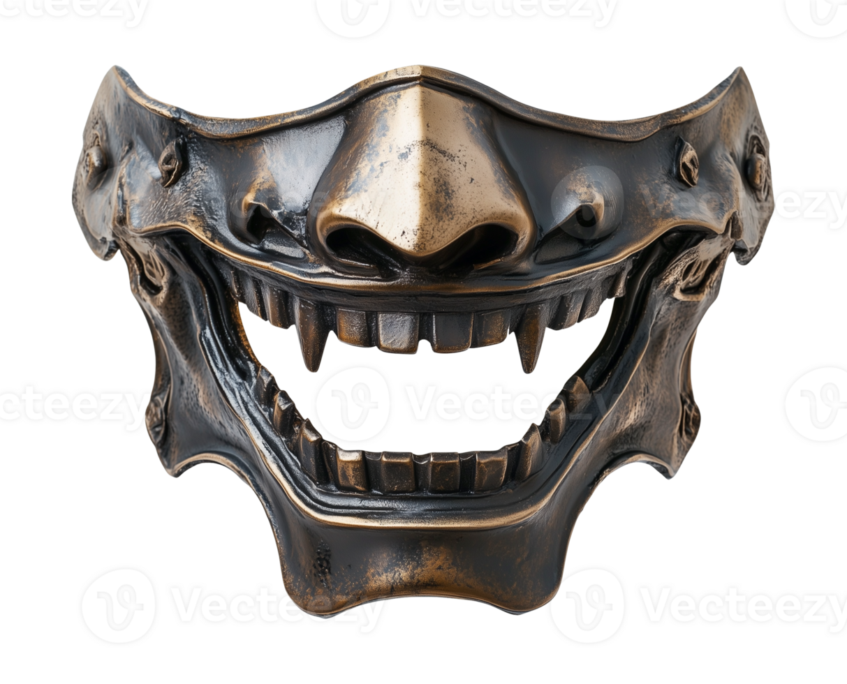 Metal Oni Mask Lower Jaw Isolated on Transparent Background png