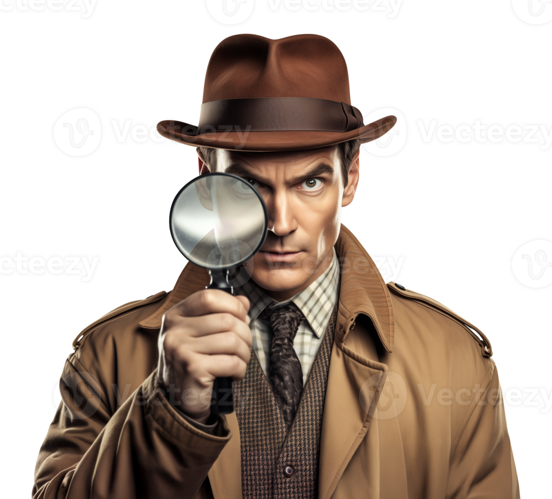 Detective Using Magnifier or Magnifying Glass Isolated on Transparent Background png