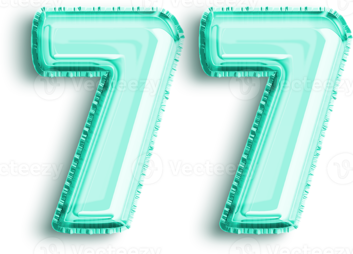 Metallic Turquoise Number 77 Party Balloon png