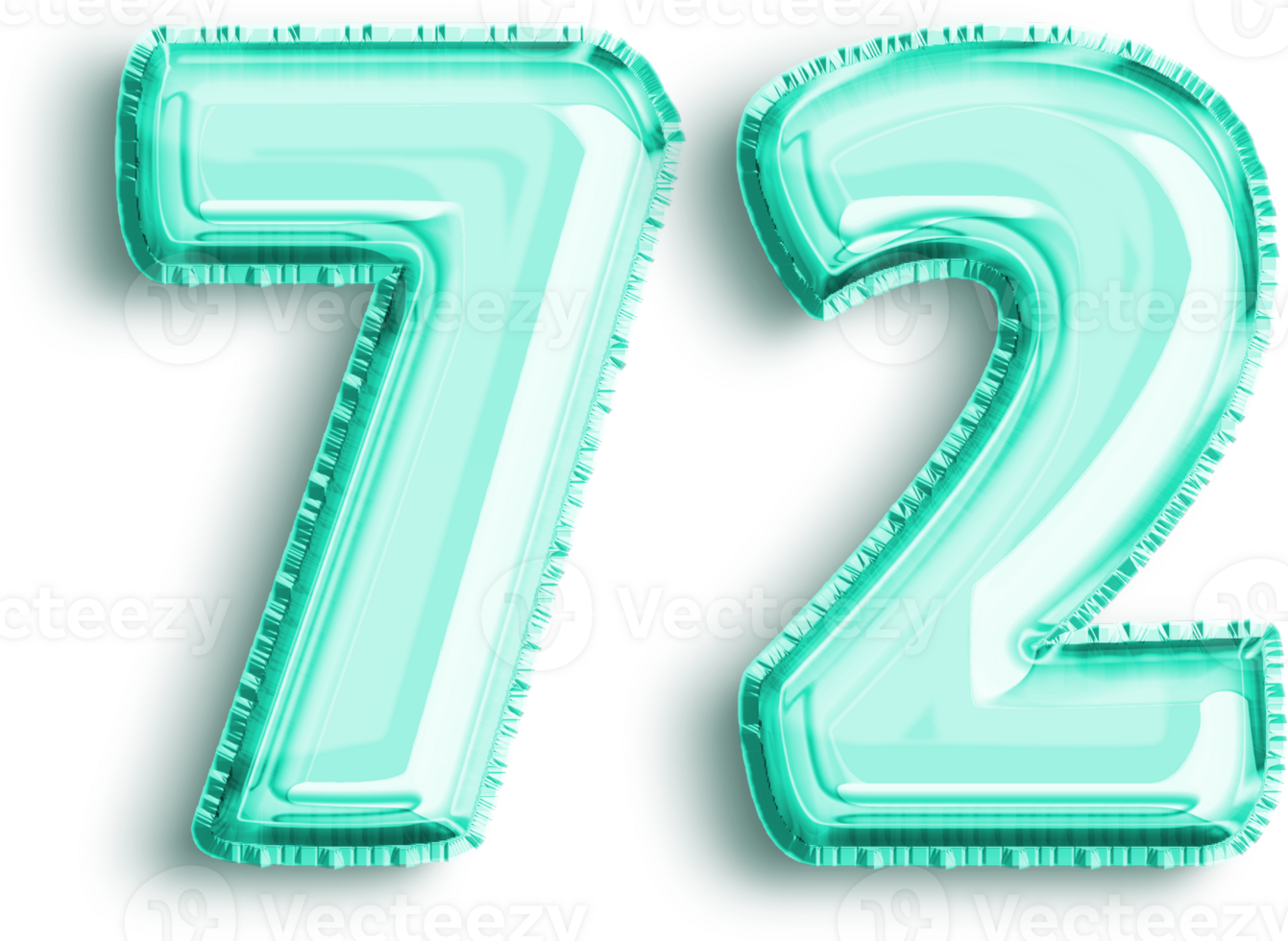Metallic Turquoise Number 72 Party Balloon png