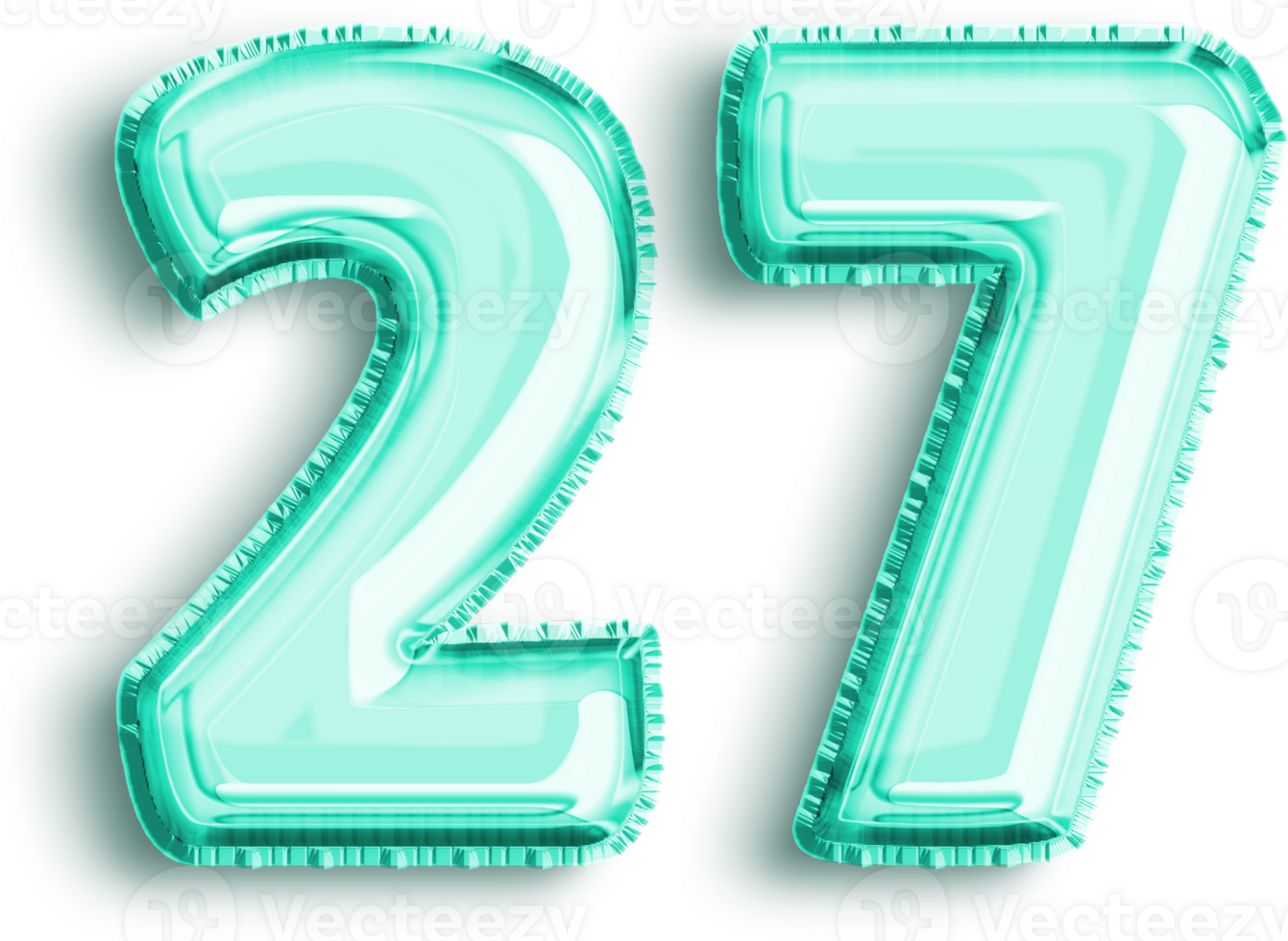 Metallic Turquoise Number 27 Party Balloon png
