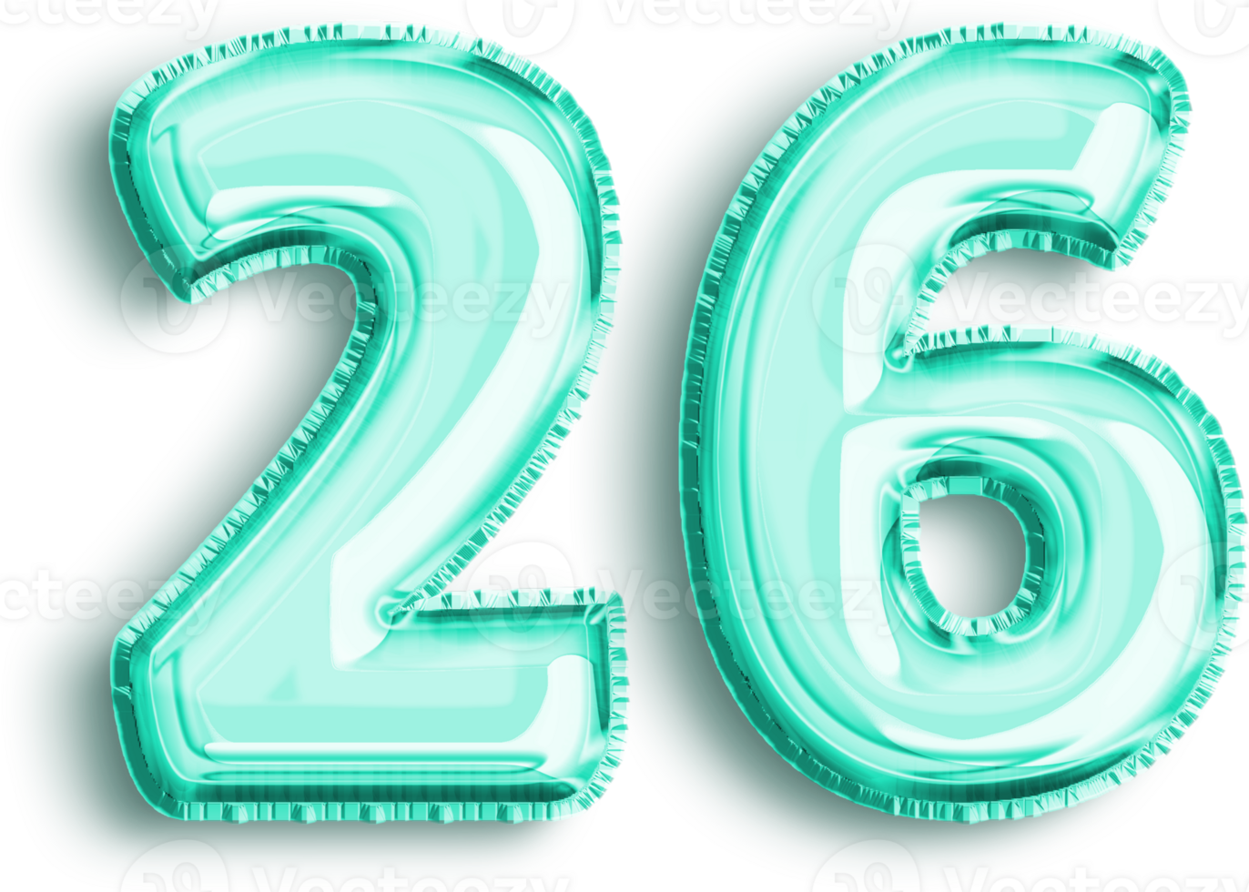 Birthday Turquoise Foil Balloon Decor Number 26 png