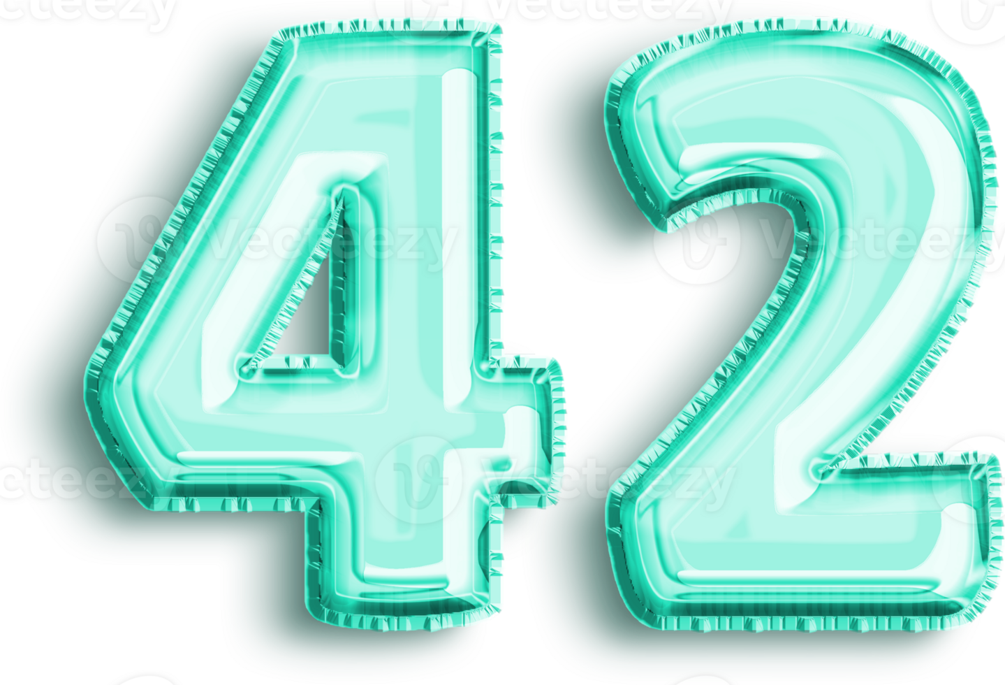 Metallic Turquoise Number 42 Party Balloon png