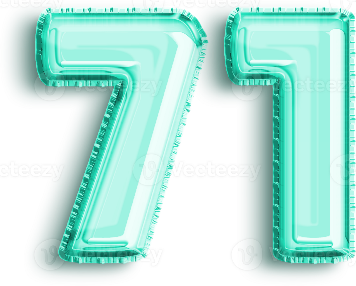 Birthday Turquoise Foil Balloon Decor Number 71 png
