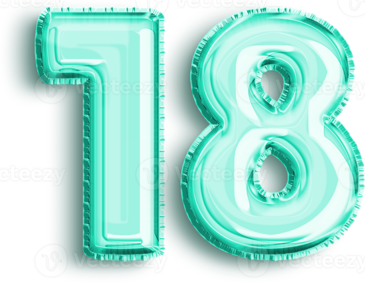 Turquoise Foil Balloon for Anniversary Number 18 png