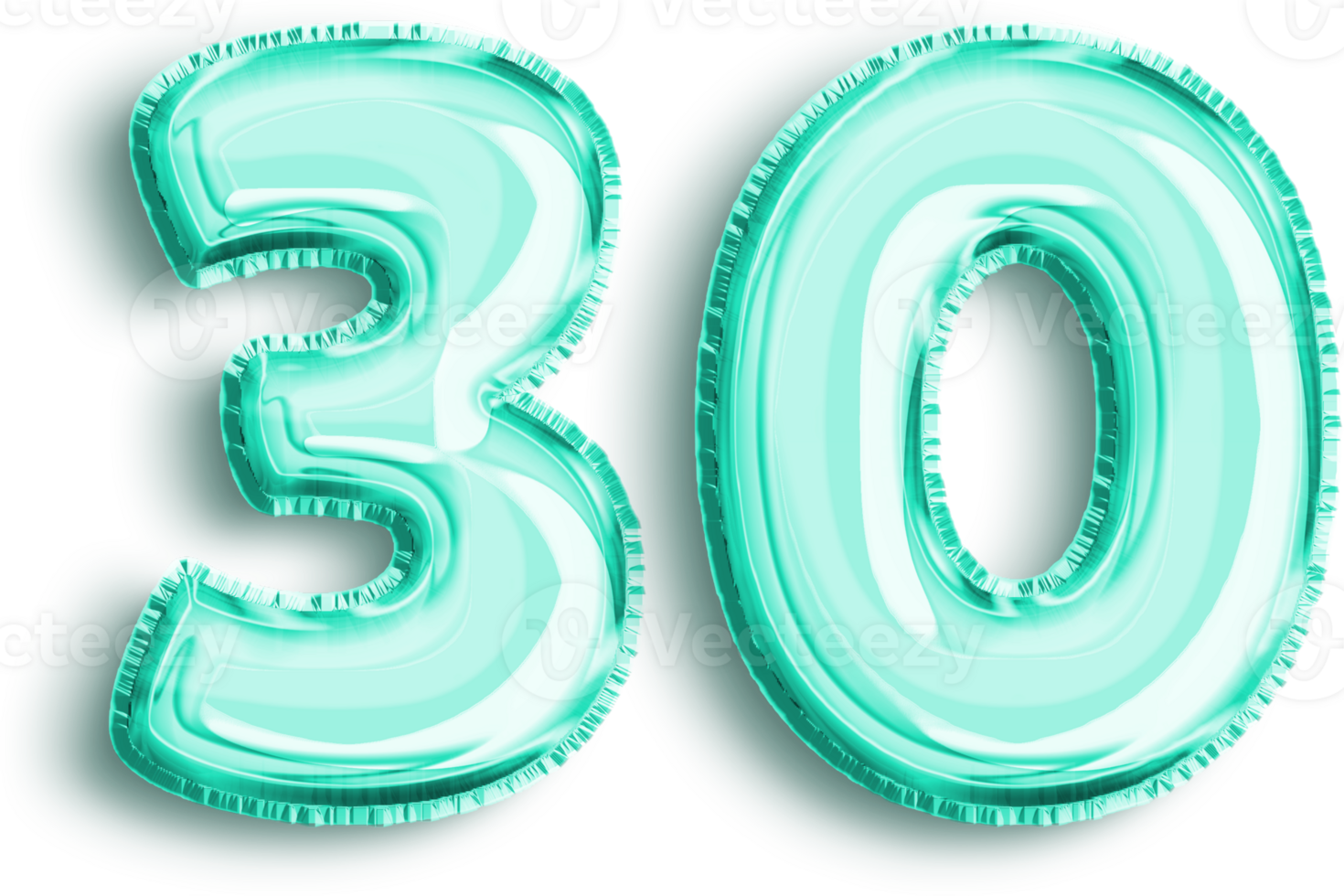 Turquoise Foil Balloon Number 30 png