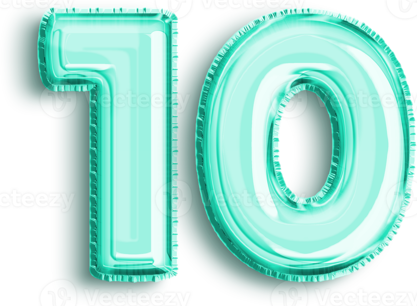 Turquoise Foil Balloon Number 10 png