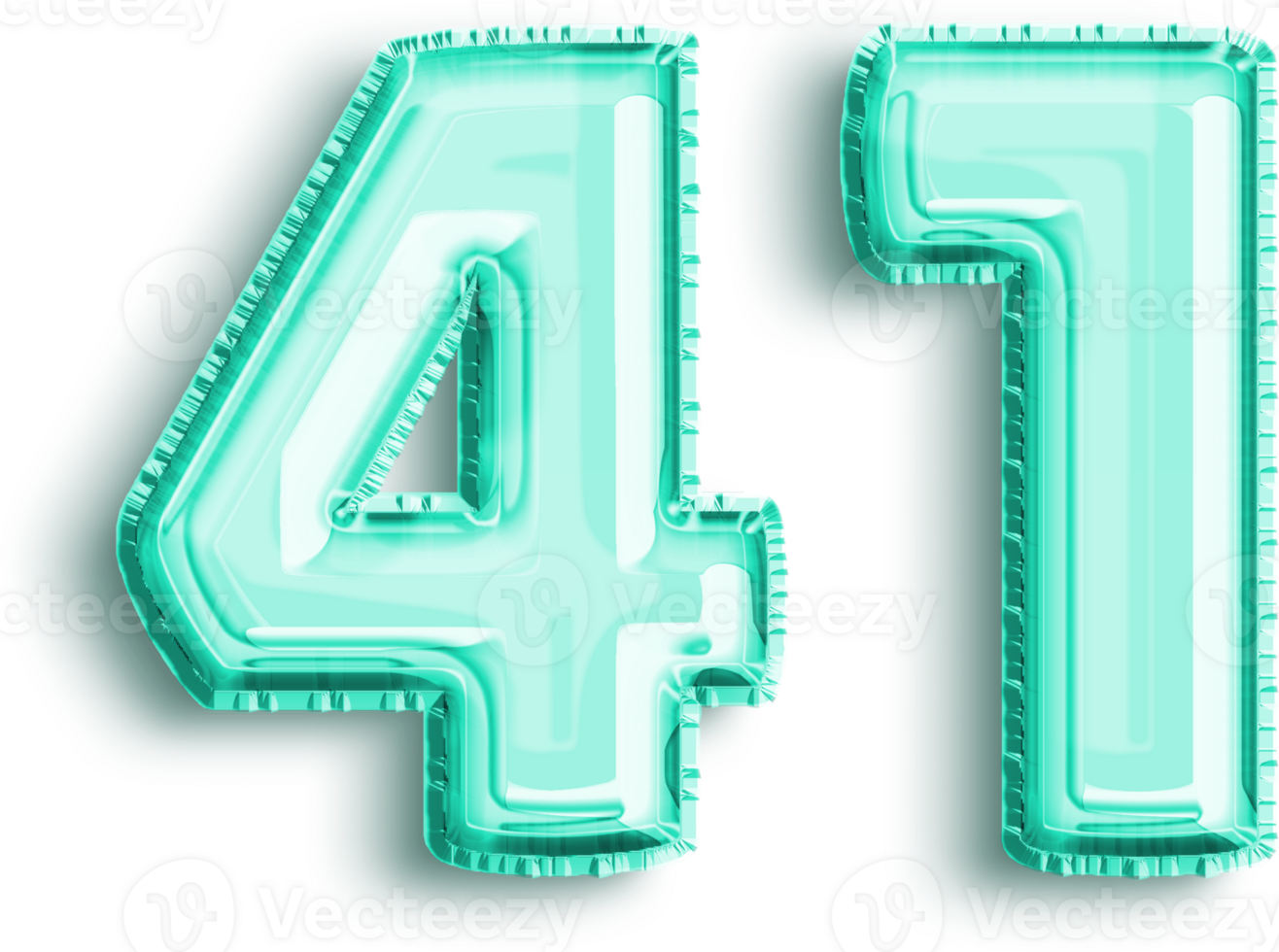 Birthday Turquoise Foil Balloon Decor Number 41 png