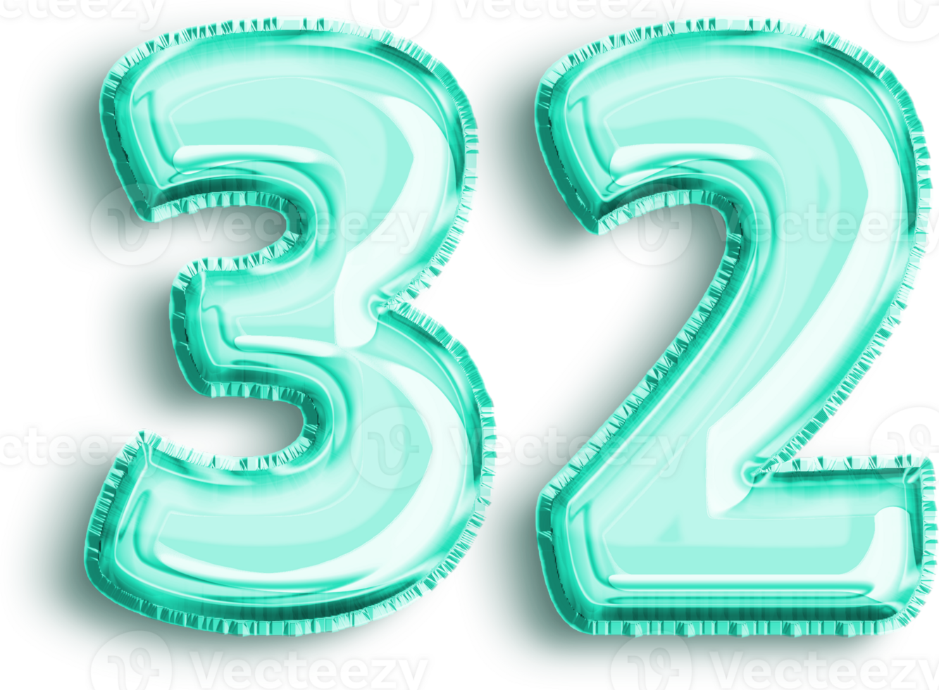 Metallic Turquoise Number 32 Party Balloon png
