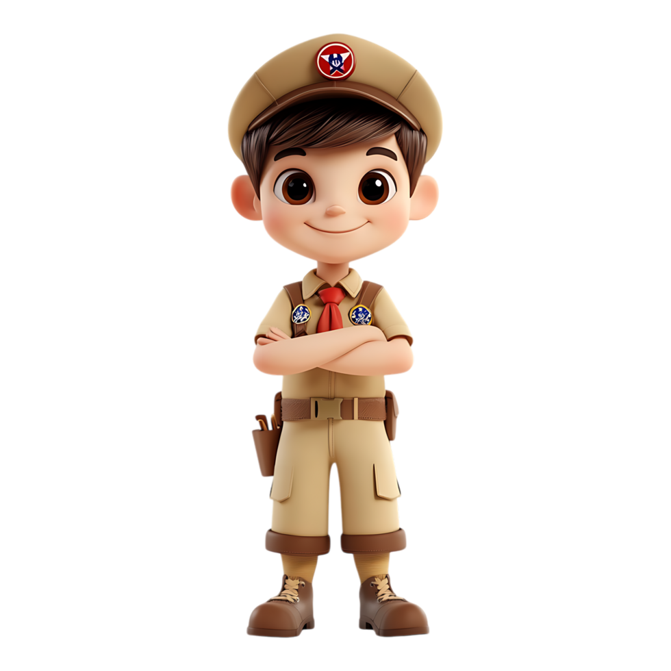 cartoon scout in uniform against a transparent background png
