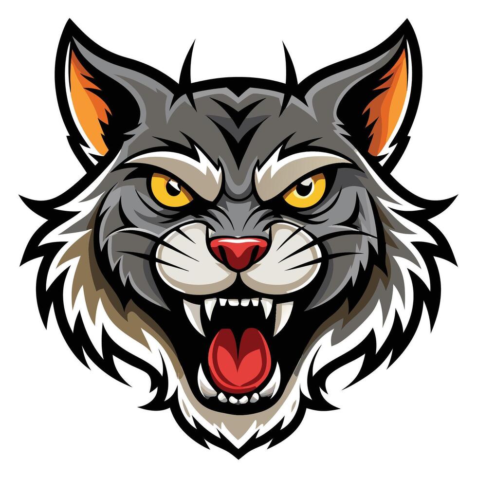an angry wolf head with mouth vector