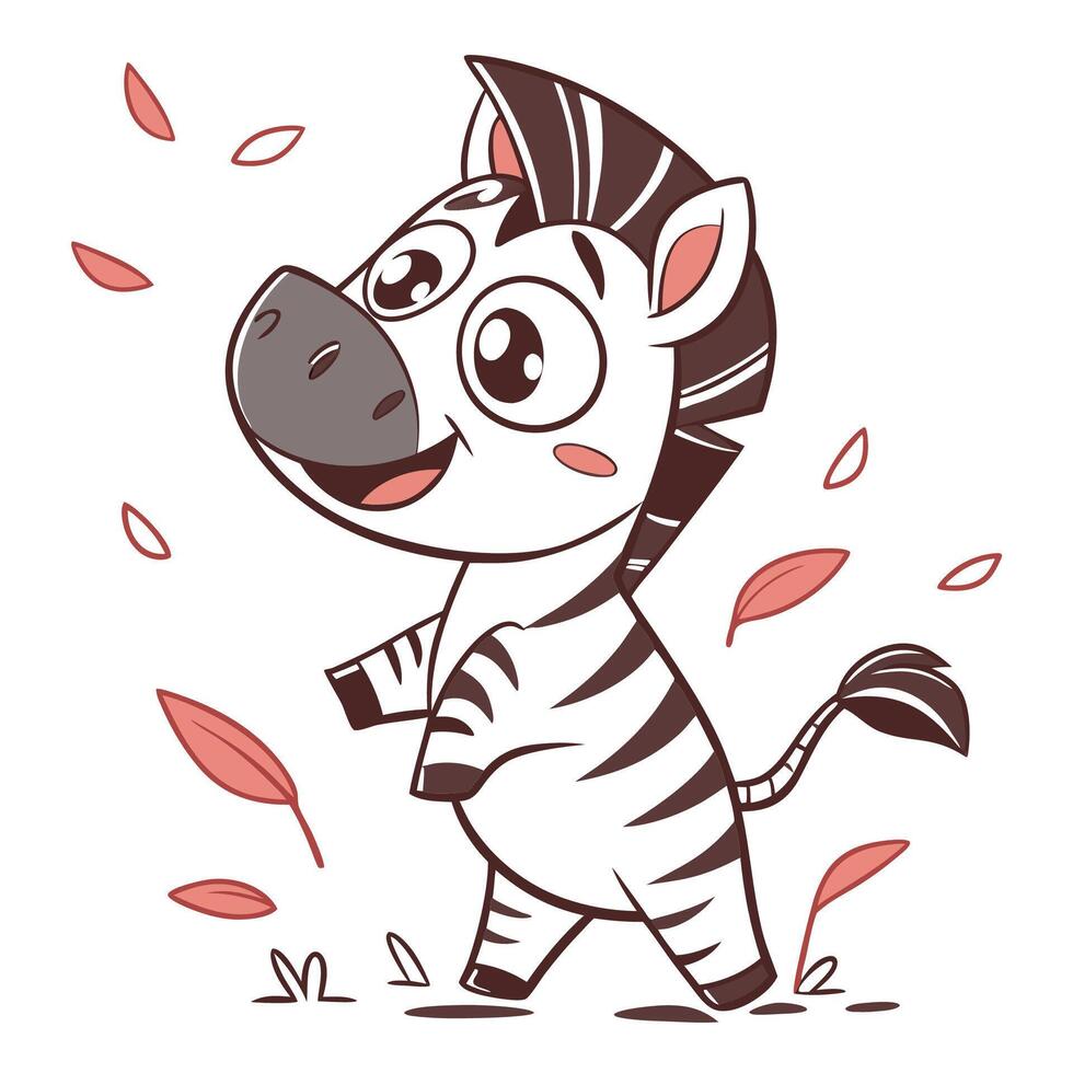 a cartoon zebra with leaves on it's head vector