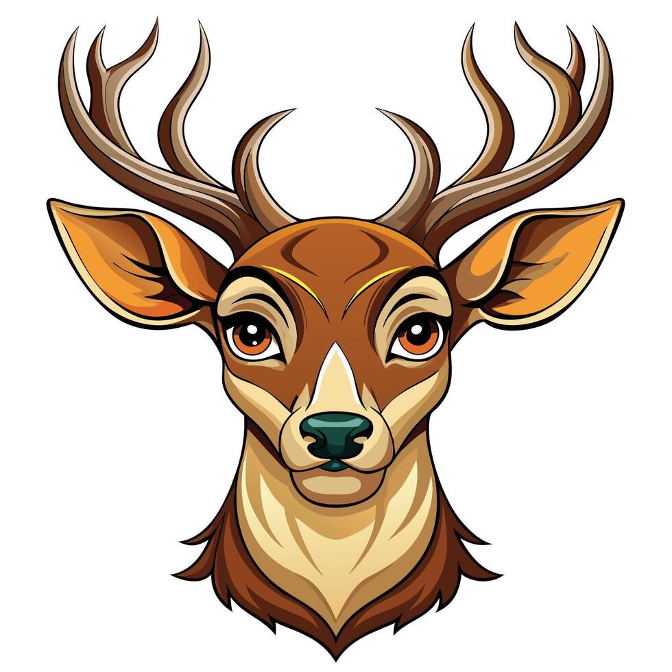 deer head with horns and antlers , vector