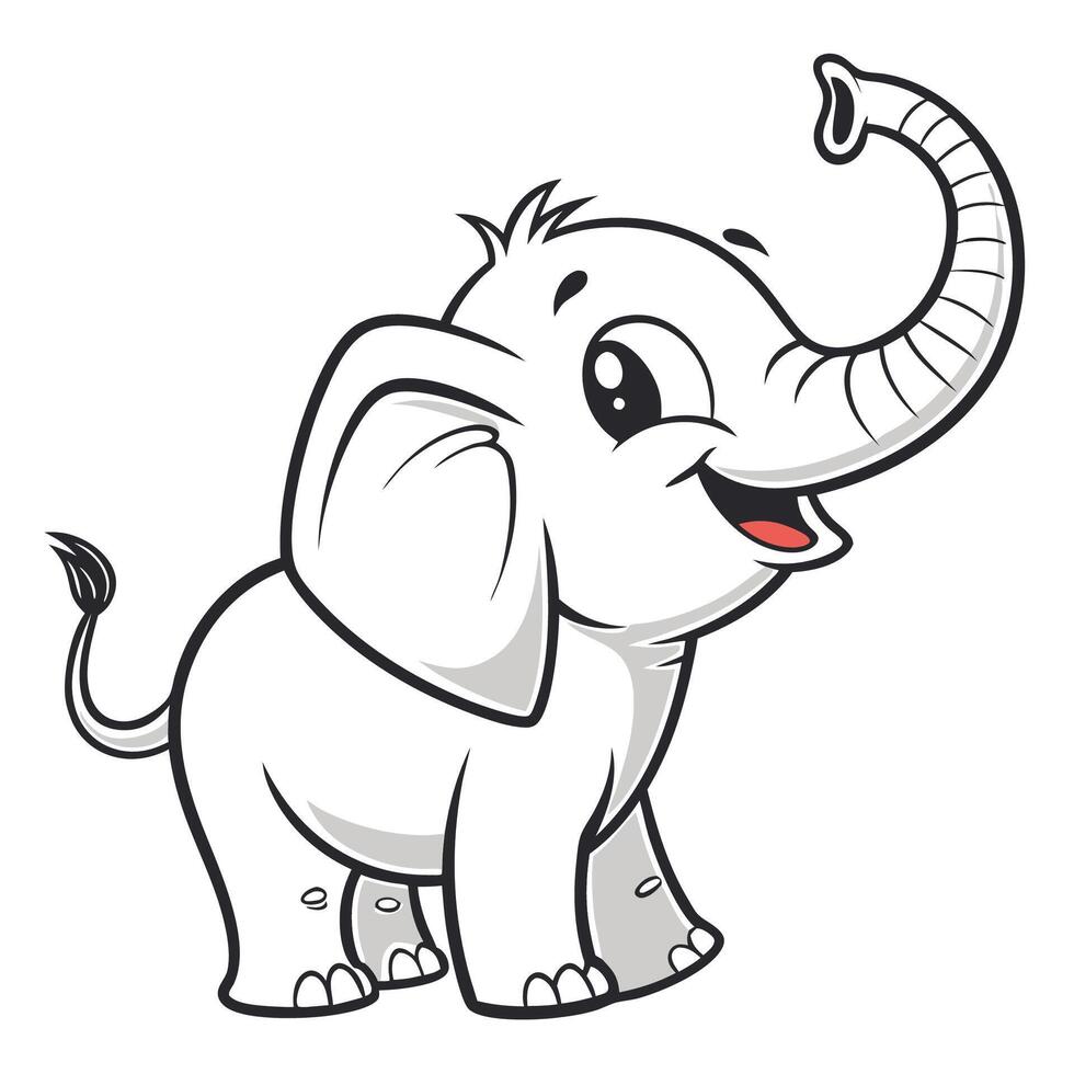 cartoon elephant with long trunk and trunk vector