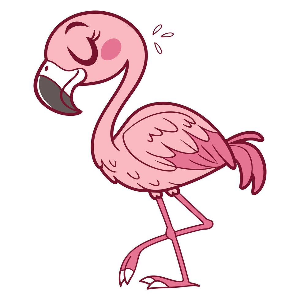 a cartoon flamingo standing on its hind legs vector