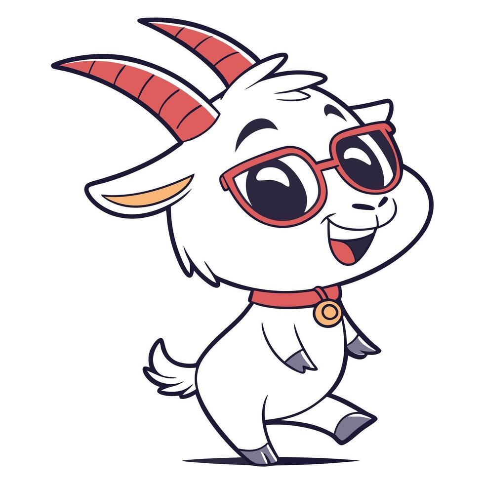 goat wearing glasses and hat illustration vector