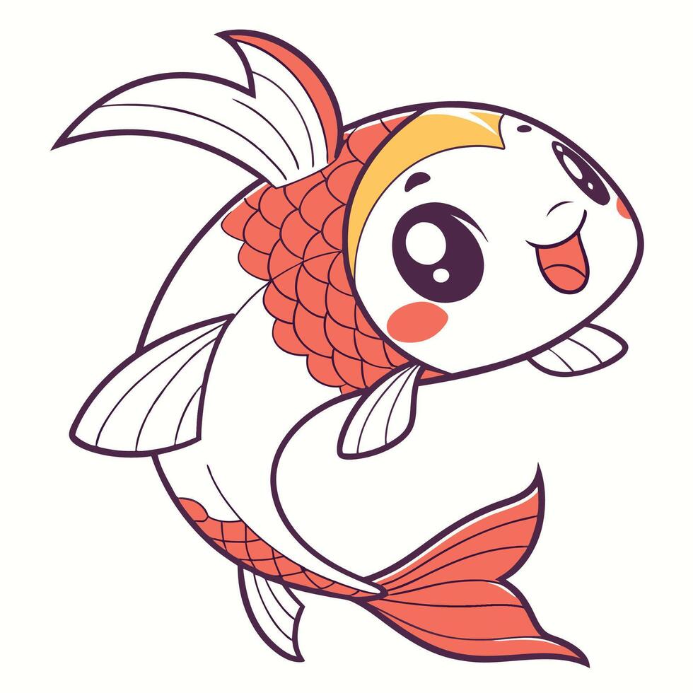 a cartoon koi fish with big eyes and a smile vector