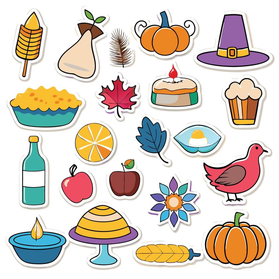 thanksgiving icons set illustration vector
