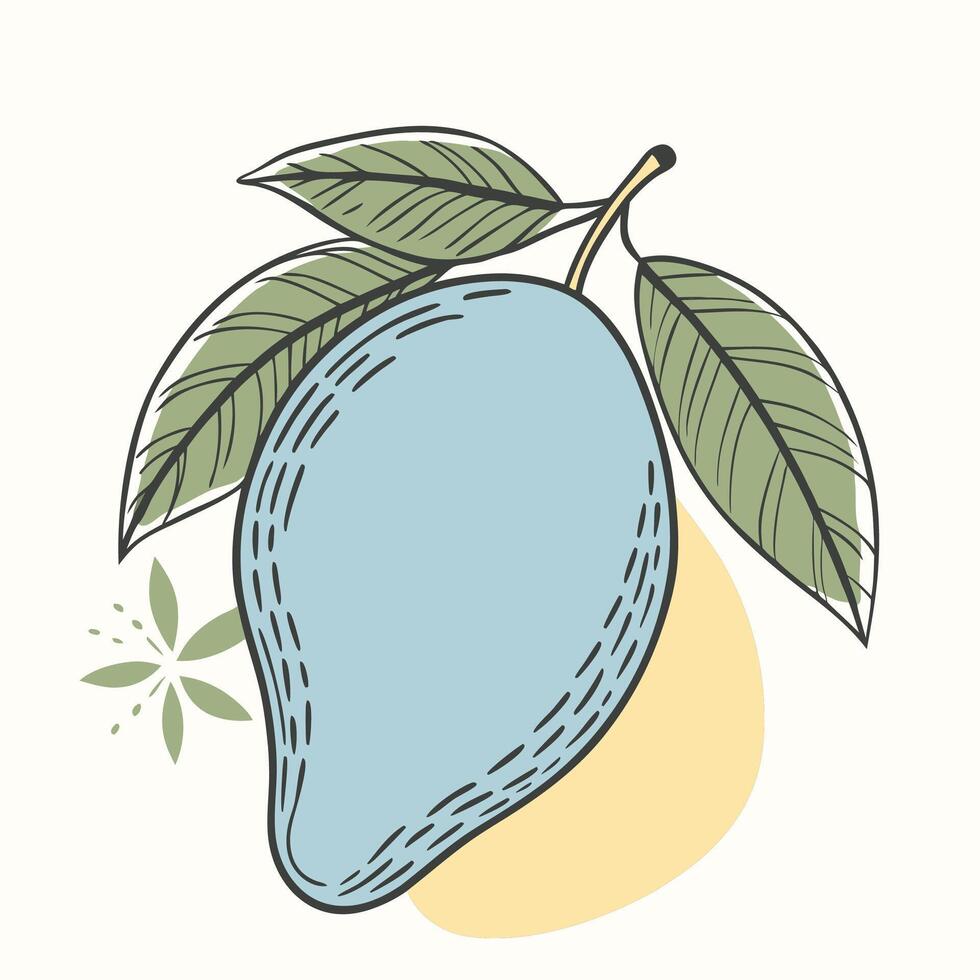 a mango with leaves and leaves on it vector