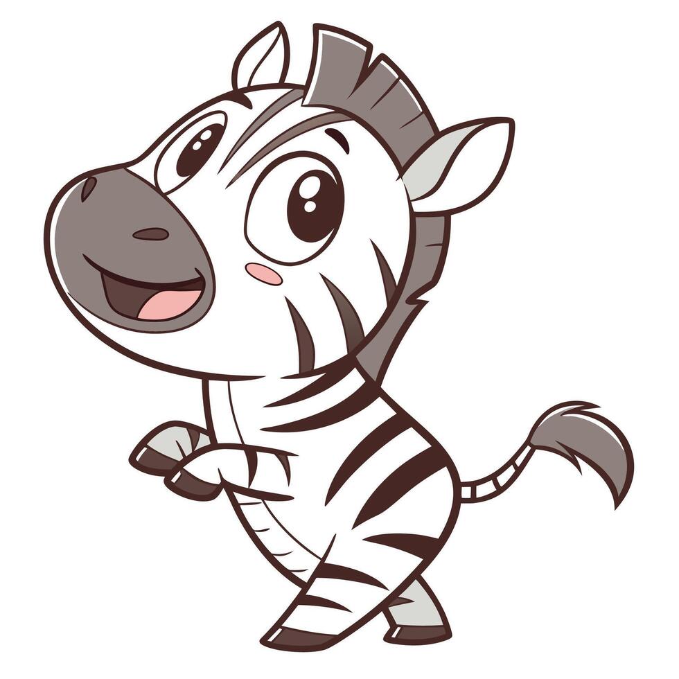 a cartoon zebra standing with mouth open vector