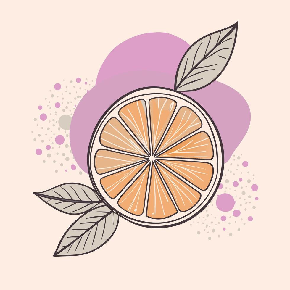orange fruit with leaves and leaves illustration vector