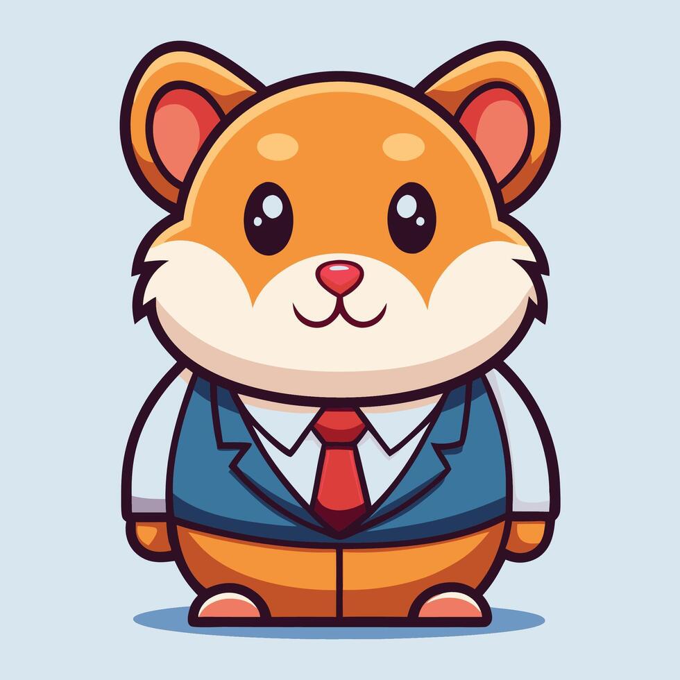 Cute cartoon hamster wearing a suit and tie. vector