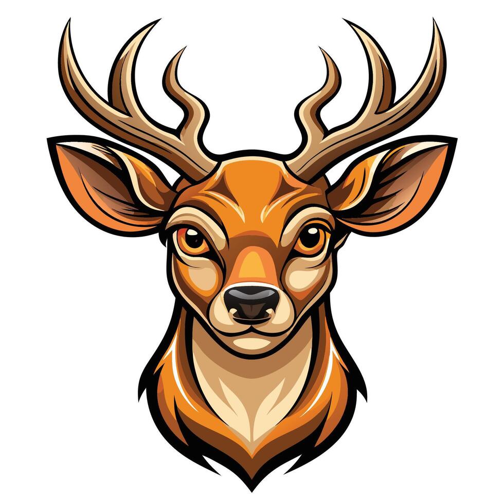 deer head with horns on it white background vector