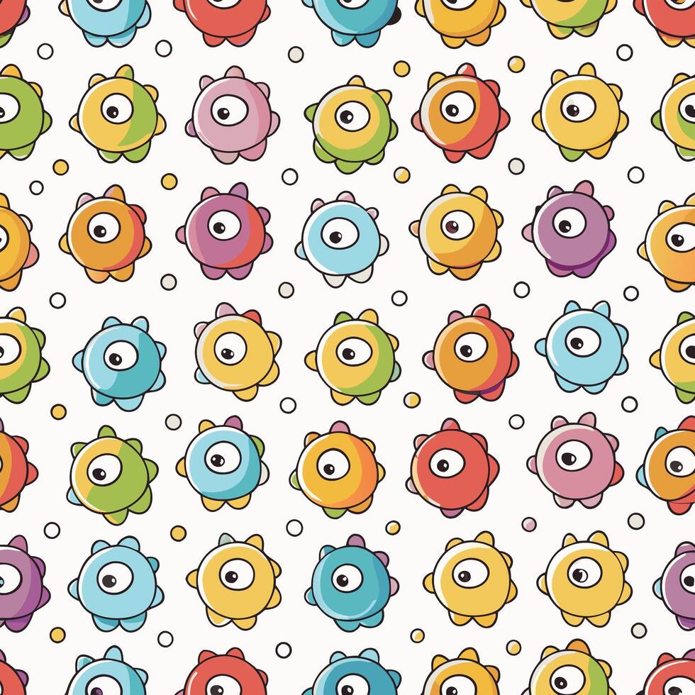 Colorful cartoon monsters seamless pattern. vector