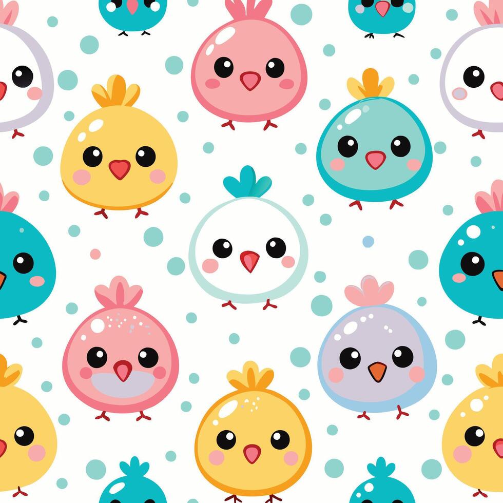 seamless pattern with cute little birds vector
