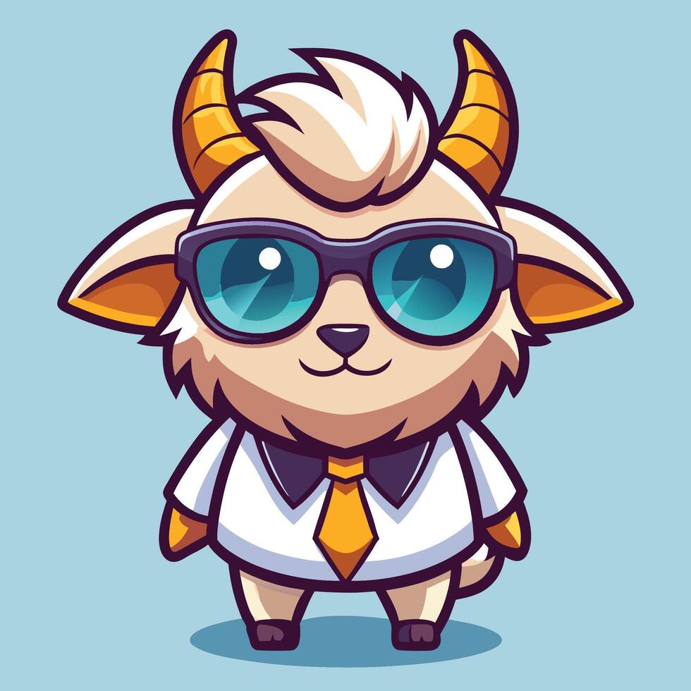 Cool goat in sunglasses and a tie. vector