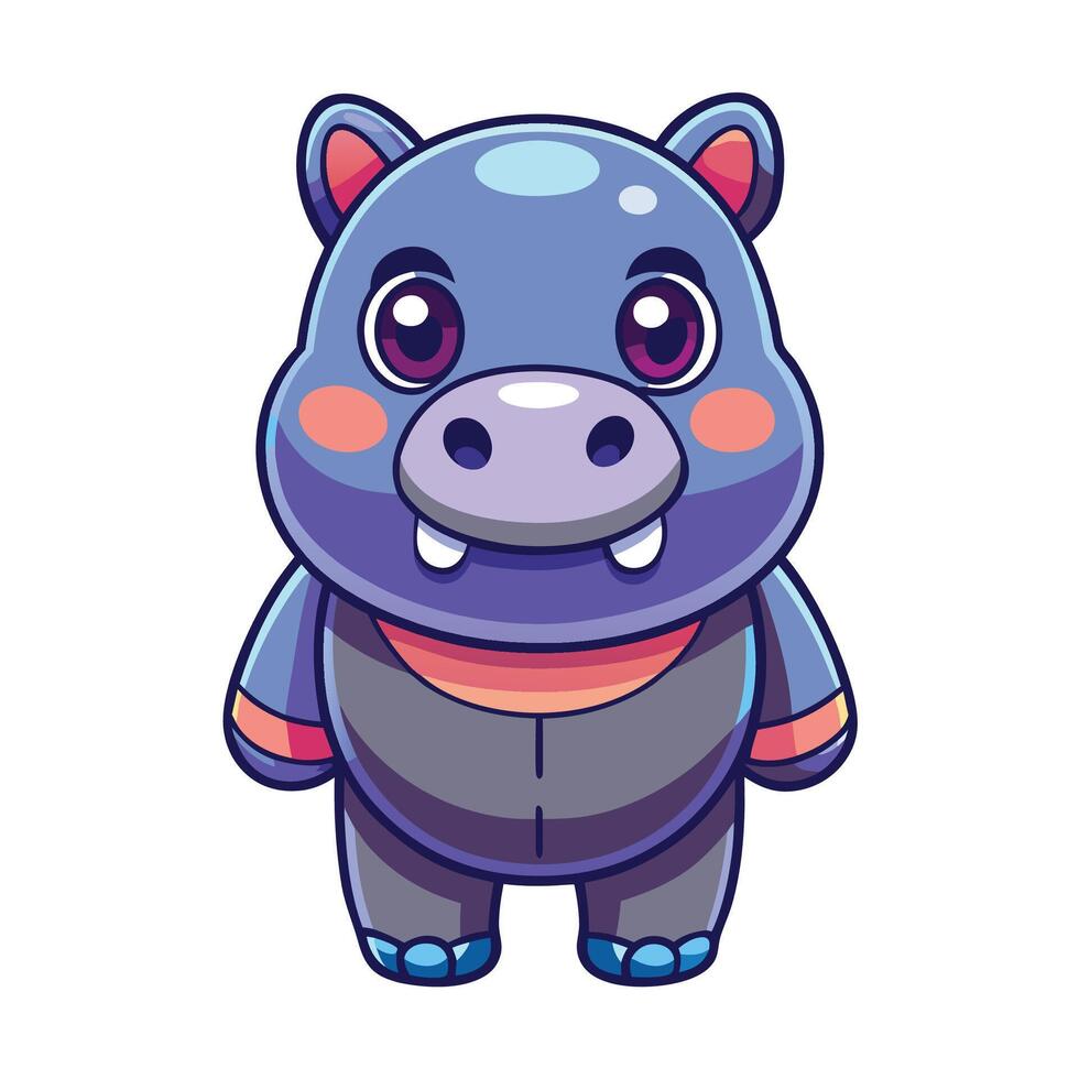 a cartoon hippo with big eyes and big nose vector