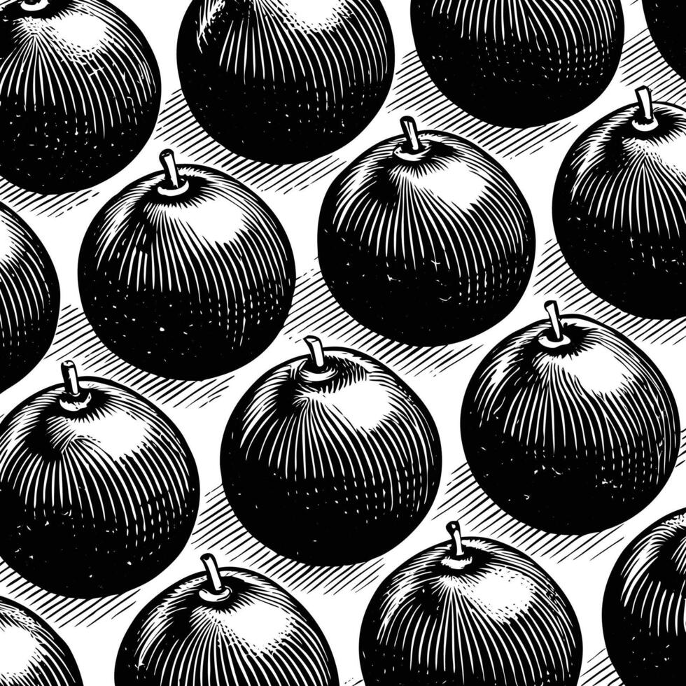 a black and white illustration of apples vector